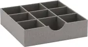Household Essentials Grey 9 Section Drawer Organizer Box for Storage 12 in