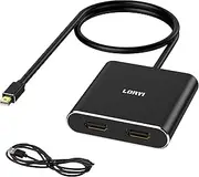 Mini Displayport to Dual HDMI, MDP 1.2 to 2 HDMI Splitter for Extended Displays, 4K@60Hz Mini DP MST Hub for Dual Monitors, Multi Montiors Adapter for Laptop/PC/Monitor/Projector and More