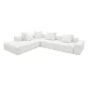 [James Lane] Riley Linen Pure White Modular Sofa - Arm, 2x Armless, Corner, Left Terminal
