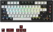 DAREU EK75PRO Gaming Keyboard, Wireless, 2.4G Wireless, Bluetooth, Wired USB Connection, Gasket Mount, English Layout, RGB, Mechanical Keyboard, Hot Swap, Volume Control Knob, Linear Red Axis, Black