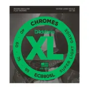 D'Addario ECB80SL XL Chromes Flat Wound Bass Guitar Strings; Super long 40-95