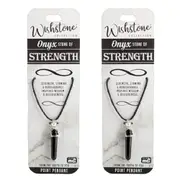 2PK Wishstone Onyx Point Pendant Necklace Stamina & Perseverance Women Black