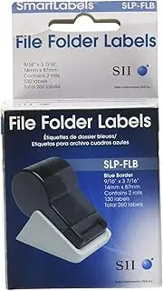 Seiko 9/16 X 3-7/16 130 Per Roll/2 Roll Box File Folder Labels (Blue)