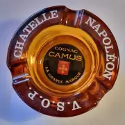 Vintage Chatelle Napoleon VSOP Cognac Ashtray - Chunky Amber Glass - Brand New