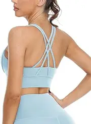 [icyzone] High Impact Sports Bras for Women Padded Supportive Strappy Workout Yoga Running Tops