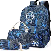 School Bag 3-in-1 Kids Bookbag Set, Junlion Laptop Backpack Lunch Bag Pencil Case for Teen Girls Womens
