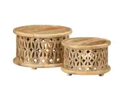 2 Piece Coffee Table Set Solid Wood Mango