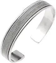 [Treasure Bay] TreasureBay Men's Silver Bangle Open Cuff - Made From Solid 925 Sterling SilverTBC529