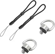 TECDW 2PCS Stainless Steel D Ring Screw with Hand Wrist Strap Sling, 1/4" Mounting Screws, Camera Screw Holder, 1/4-20 Thread Fixing Screws for Selfie Sticks, Tripod, DSLR Cameras (D-Ring)