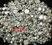 800 pieces Silver Chrome High Gloss Mixed Sizes Flatback Pearl Cabochons