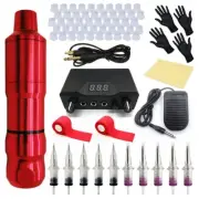 Quality Beginner Complete Tattoo Kit rotary Pen 20 Needles Practice Skin
