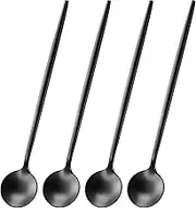 DEHOV 4 PCS 6.7 Inches Satin Black Stainless Steel 18/10 Coffee Spoons,Iced Tea Spoon,Espresso Stirring Spoons,Matte Black SS304 Teaspoons,Dessert Spoon,Long Coffee Spoons accessories