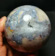 RARE 584g Natural Colorful Agate Crystal Quartz Sphere Ball Healing WD1231