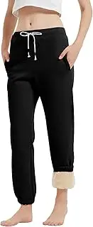 [Gihuo] Women's Sherpa Lined Sweatpants Winter Warm Fleece Lined Sweatpants with Pockets Fleece Jogger Pants