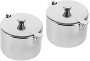 Alipis Farmhouse Kitchen Canisters Set of 2 Stainless Steel Spice Jars Condiment Pot Salt Sugar Container
