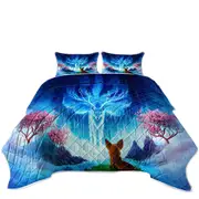 Animal Fantasy Art Wisdom Lake Fox Coverlet