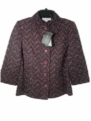 St. John Collection Womens Black/Red Knit Blazer Jacket Size8 $1295 MSRP-NEW USA