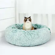 Pawz Pet Bed Cat Dog Donut Nest Calming Mat Soft Plush Kennel Teal XL