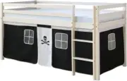 Boys Twin Junior Loft Bed Curtain Black White Pirate Fort Tent Play Area Fantasy