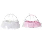 Flower Basket Suitable for Wedding Small Satin Flower Girl Baskets with Handle