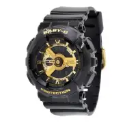 Casio Women's Watch Baby-G Black and Gold Tone Dial Resin Strap BA110-1A