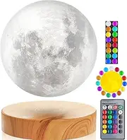 [VGAzer] Levitating Moon Lamp with Wood Base and 3D Printing Technology Floating and Spinning in mid-air Freely for Unique GiftsRoom DecorNight LightOffice Desk Toys