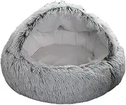 Generic Semi-Enclosed Pet Cat Nest, Waterproof Bottom, Long Sleeping, Cozy Pet Bed, Washable Pet Cave Bed, Dogs, Gray L