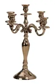 Vintage 5 Light Candelabra Table Top Metal/Silver Candle Holder made in Italy