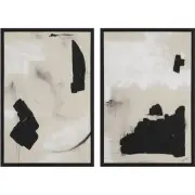 Renwil OL2146 Asia Beige/Black/White Canvas Art, 2 Piece