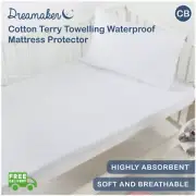 Dreamaker Baby Cotton Terry Towelling Waterproof Mattress Protector Boori Cot