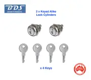 2 x Keyed Alike Lock Cylinders For Flush Lockable Folding T Handle-Toolbox, Ute