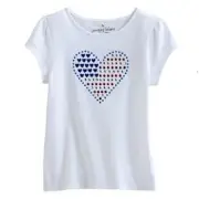 Short Sleeve Red White & Blue Shiny Heart Top Shirt ~ 3T or 4T ~ New With Tags