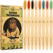 8 Count Biodegradable Bamboo Toothbrushes - Natural Toothbrush Value Pack - Extr