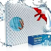 Ultra Thin Pillow for Stomach Sleepers, Cooling Flat Memory Foam Pillow for Back Sleepers, Comfortable Slim Low Profile Bed Pillow for Sleeping with Washable Bamboo Pillow Cover