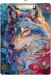 Wolf with Vibrant Fur Clipboards, Low Profile Clipboards for Nurses, A4 Letter Size 12.5 x 9 Inches Silver Clip