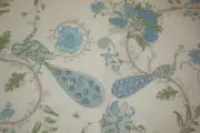 2.27 Yds Nina Campbell Fabric Parvani Peacock print Linen Upholstery Pillows 82"