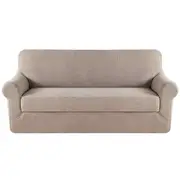 2 Pieces Style Stretch Sofa Cover Couch Cover Slip Cover Small Jacquard Soft Brown / Three seater (173-210cm)