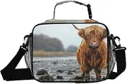 Highland Cow Farm Insulated Lunch Box for Women Men - Ideal for Work, Picnics - Includes Adjustable Shoulder Strap