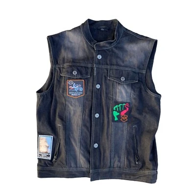Speed and Strength Rover Denim Motorcycle Vest with Patches Men's Medium (M)