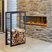 Firewood Holder，Firewood Rack Outdoor， Rectangular Wood Holder,Extra High Fireplace Fire Wood Storage Display Shelf, Kindling Holder Log Rack