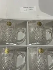 Coffee Tea Mugs 24% Lead Crystal Glasses Set 4 Vtg In Box Cristal Paul Sebastian