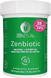 ZENZSUAL Zenbiotic Probiotic Feminine Supplement Capsules with 25 Billion CFU of Probiotics – Helps Support Vaginal, Digestive and Immune System’s Health – 60 Capsules
