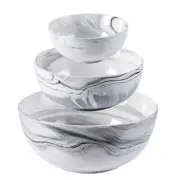 Yundu Ceramics Marble Large Mixing Bowl Sets for Kitchen, Nesting Bowls for S...