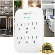 6 Outlet Extender Surge Protector Multi Plug Wall Adapter Tap 1200J [ETL Listed]