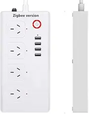 Zigbee Smart Surge Protector Power Board,with 4 USB Ports & 4 AC Outlets 5Ft Extension Cord,Compatible with Tuya Hub Philips Hue,White