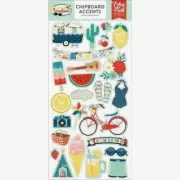 SUMMER Camping Bicycle Picnic Swim Good Day Sunshine Echo Park Chipboard Accents