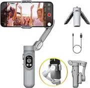 Gimbal Stabilizer for Smartphone w/LED Light Face Tracking Inception Timelapse Handheld Foldable 3-Axis Gimble for iPhone 14 13 12 11 Pro/Max Android Galaxy S21 YouTube TikTok Vlog Smart X