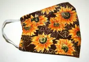 Sunflower Face Mask Washable Adult Size w/ Filter Pocket Two Layers Art !