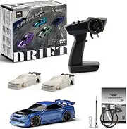 KAIMIO Turbo Racing 1:76 Mini Drift RC Car, C64, with Gyroscope, 1/76 Full Scale RTR, 2.4GHZ RC Car, with 2 Replaceable Body Shells (Blue)