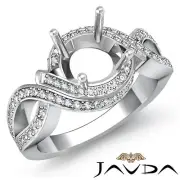 Diamond Engagement Ring 1Ct Platinum 950 Round Semi Mount Halo Pave Curve Shank